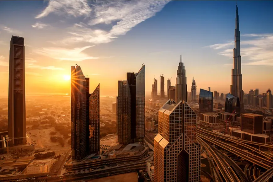 dubai at sunrise.